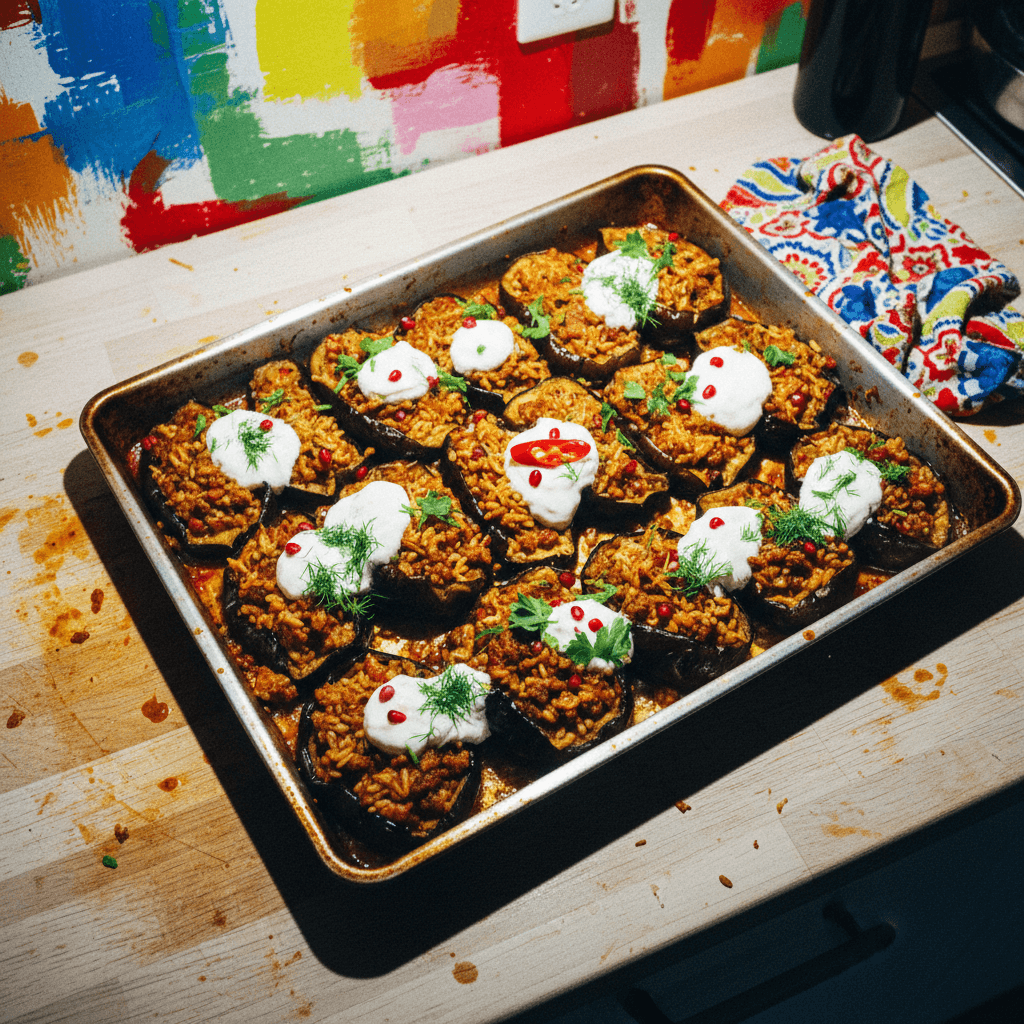 Eggplant Dolma Tray Bake