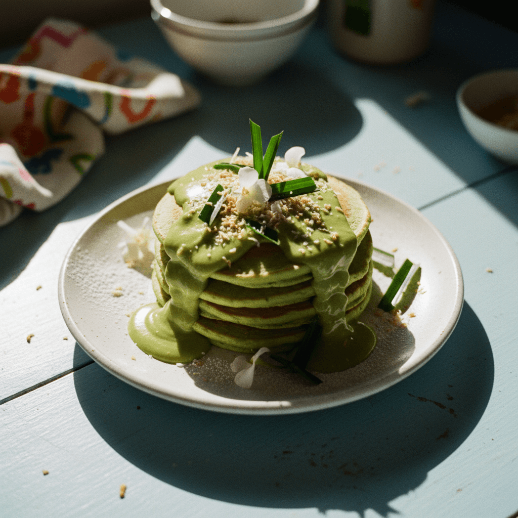 Pandan Pancakes with Custard Filling