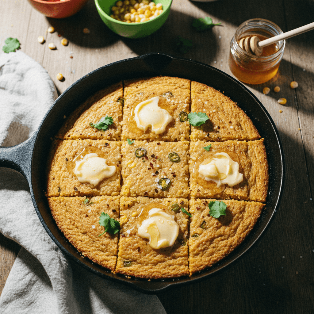 Spicy Cornbread with Honey Butter