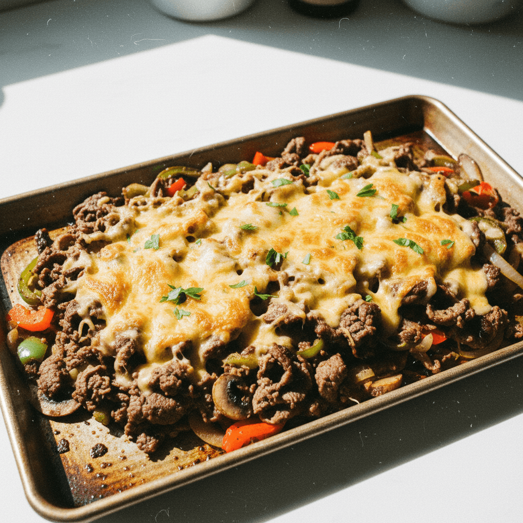 Sheet Pan Philly Cheesesteaks