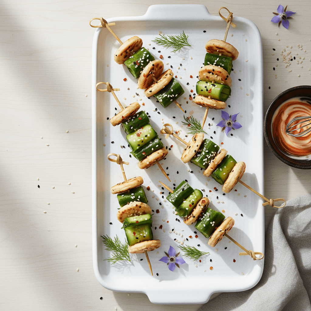 Mini Cucumber-Sesame Skewers