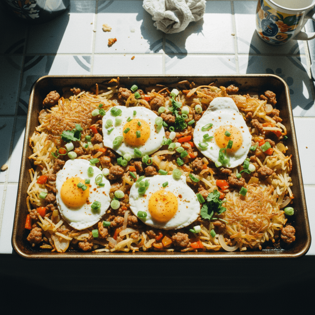 Sheet Pan Breakfast Hash Browns and Eggs