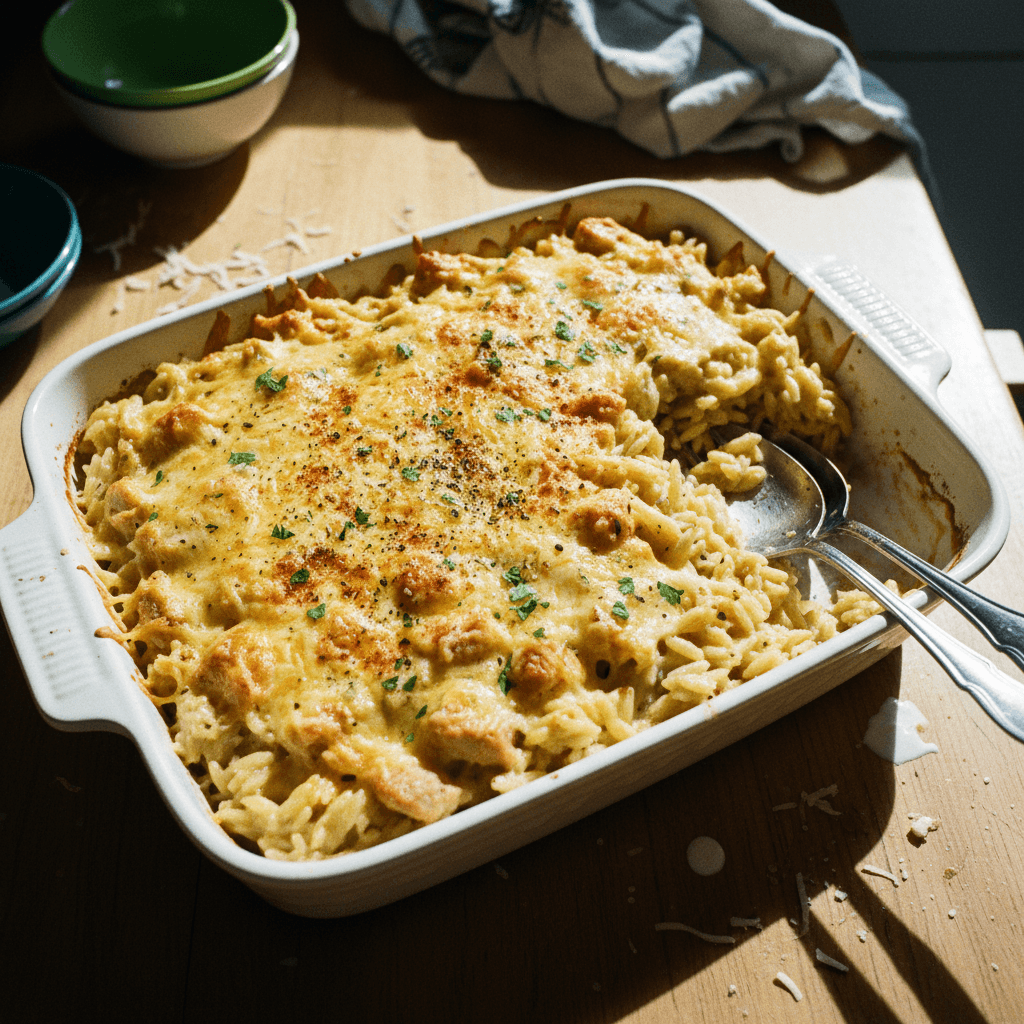 Lazy Baked Creamy Chicken Pasta