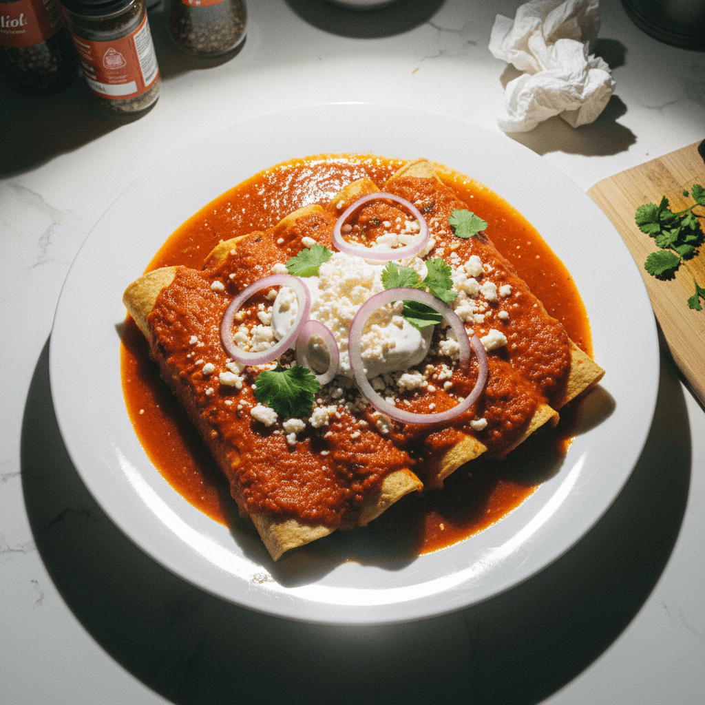 Enchiladas Rojas de Pollo