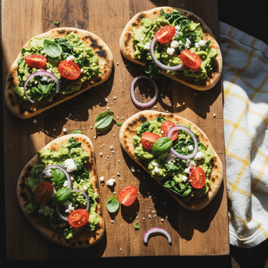 Avocado and Spinach Flatbread Toasts