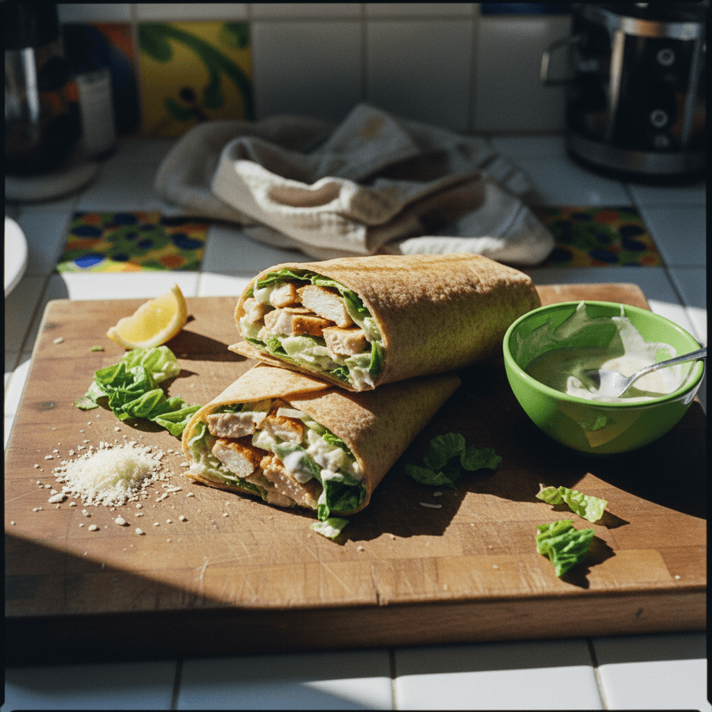 سلطة السيزر الصحية بلفائف التورتيلا