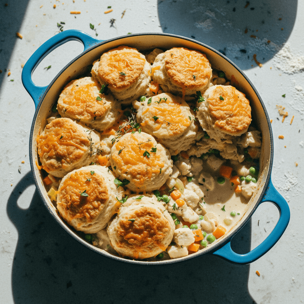 Chicken Pot Pie with Cheesy Biscuit Topping