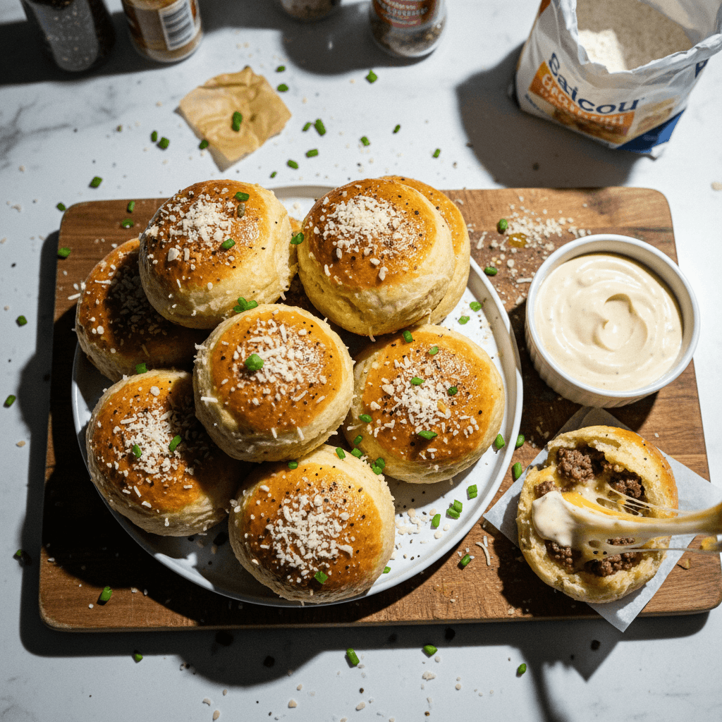 Garlic Parmesan Cheeseburger Bombs