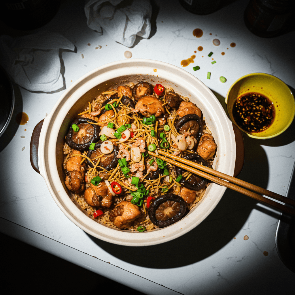 Rice Cooker Cantonese Chicken and Mushroom Rice