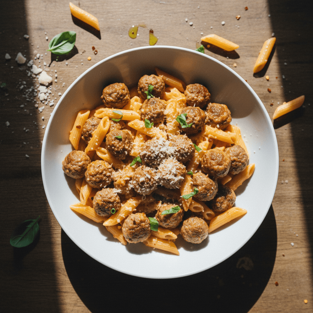 Mini Meatball Vodka Pasta