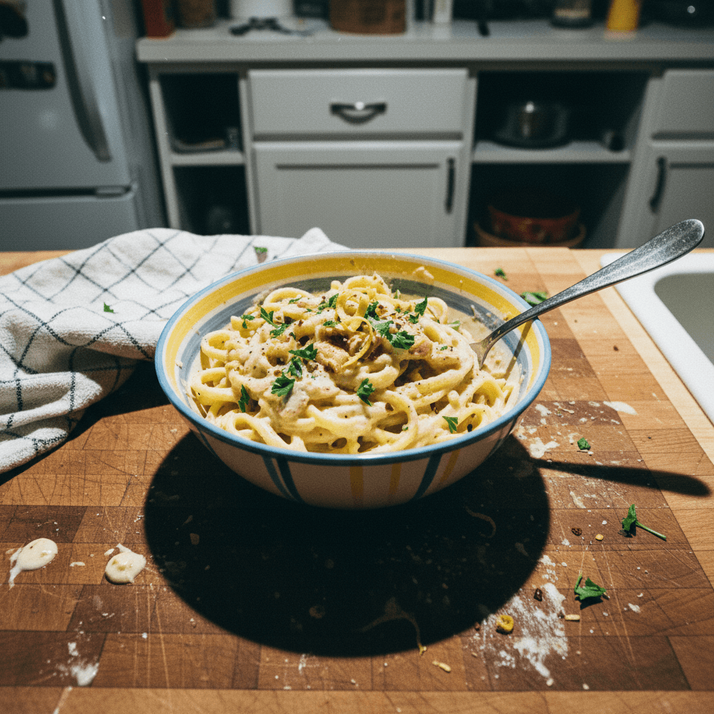 Creamy Three-Garlic Head Pasta