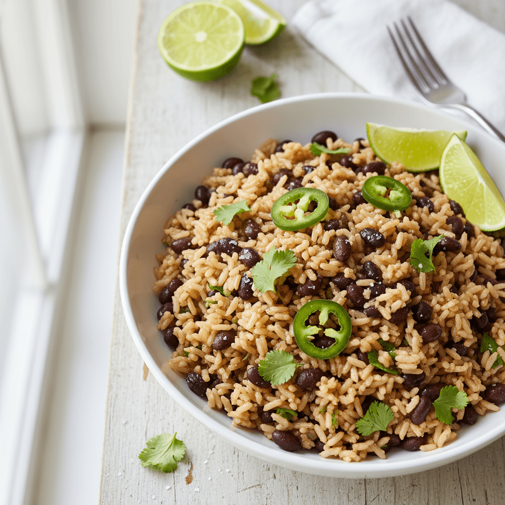 Cilantro Lime Brown Rice with Black Beans