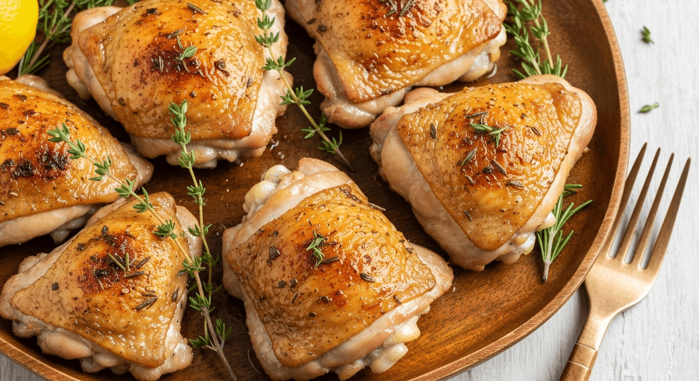Lemon herb roasted chicken thighs