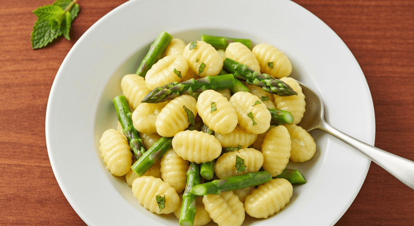 Lemon Ricotta Gnocchi with Asparagus and Mint