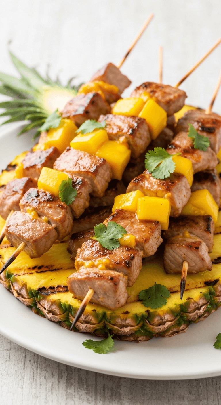 Mango Habanero Pork Skewers