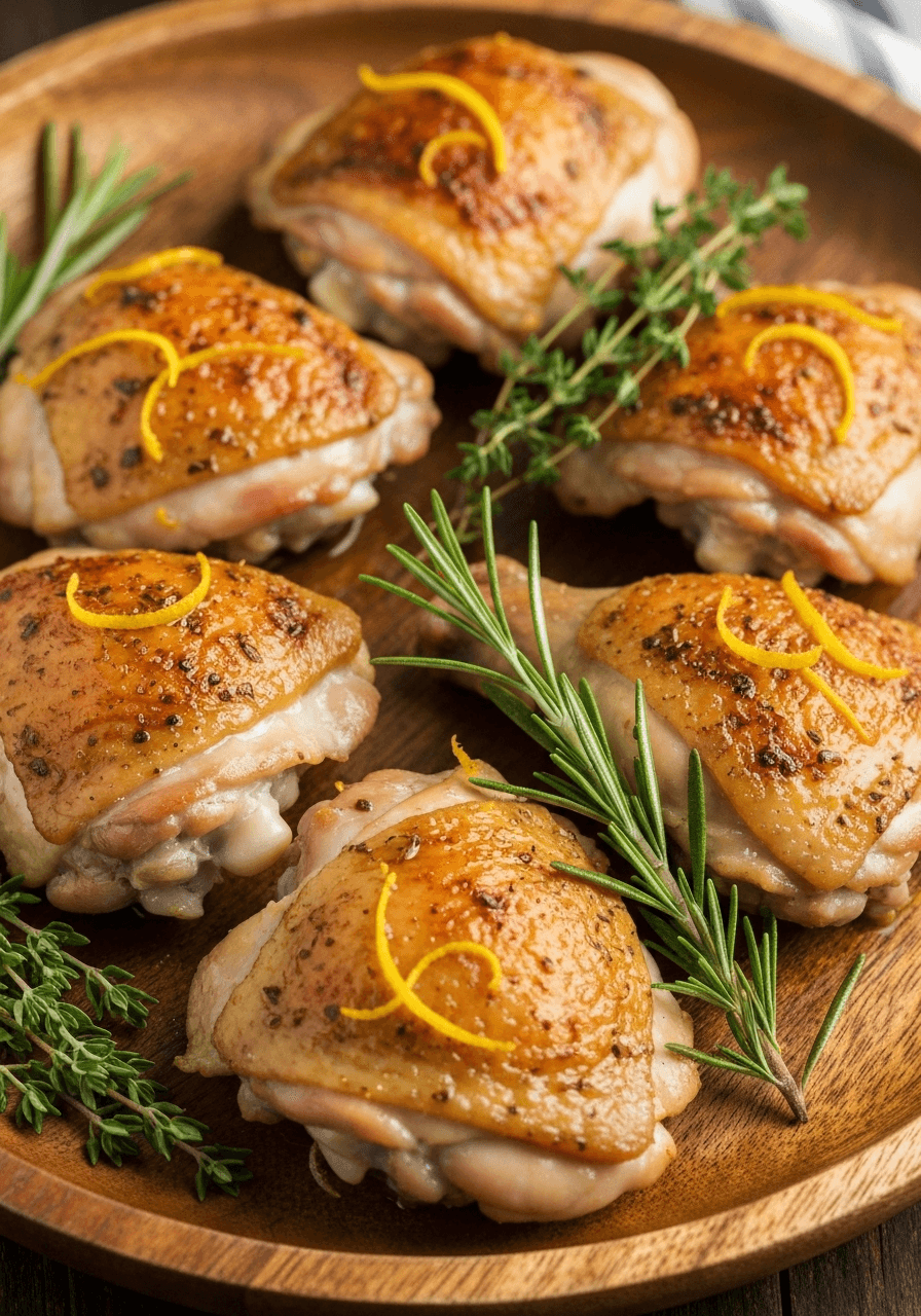 Lemon herb roasted chicken thighs