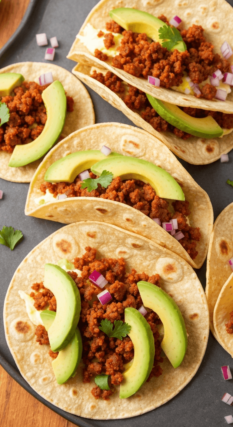 Chorizo and avocado breakfast tacos
