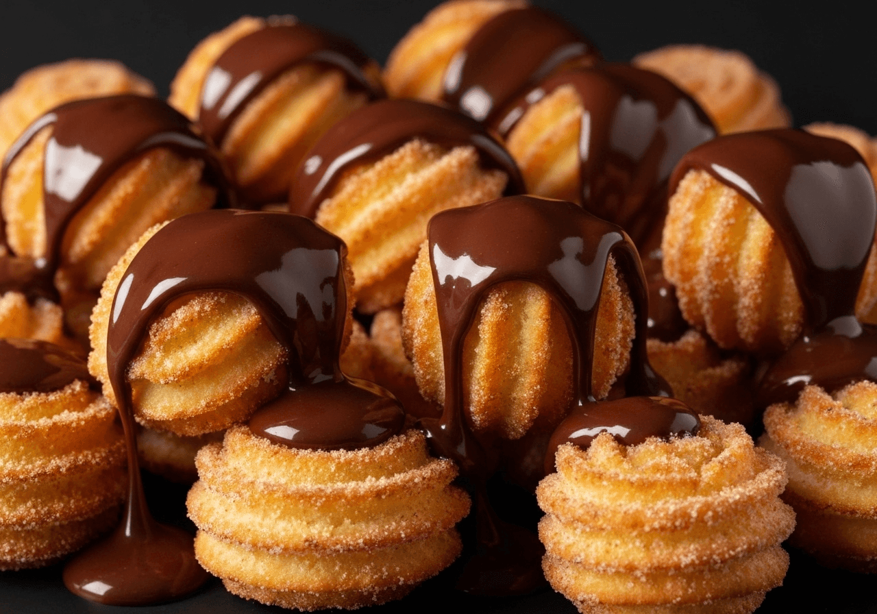 Churro bites with chocolate ganache