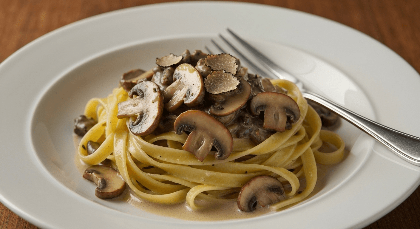 Mushroom Truffle Tagliatelle, Porcini Cream