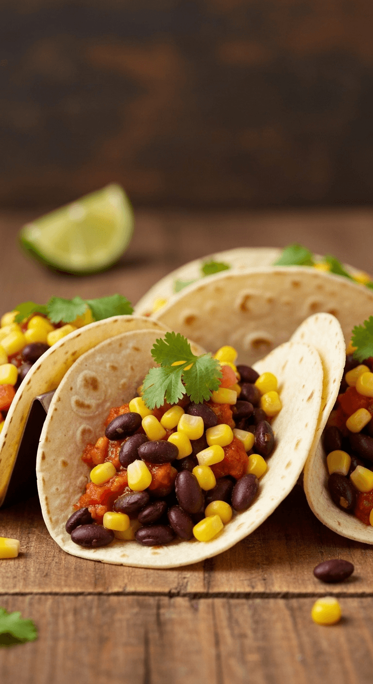 Spicy Black Bean and Corn Tacos