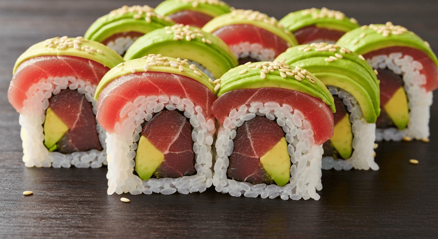Spicy Tuna Avocado Sushi Rolls