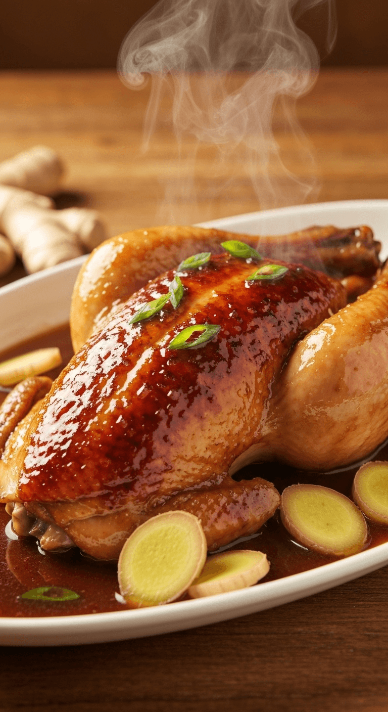 Orange-glazed chicken with ginger