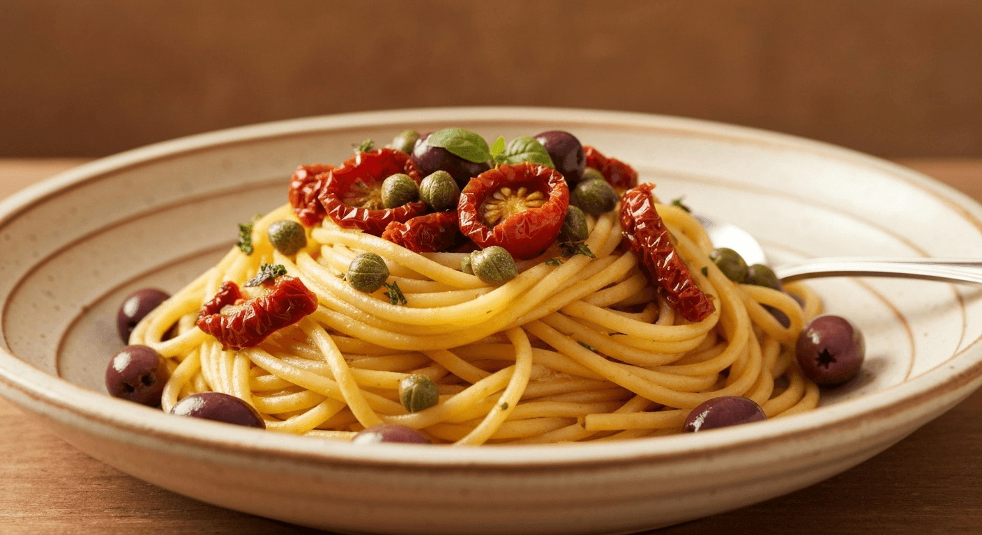 Puttanesca pasta with olives and capers