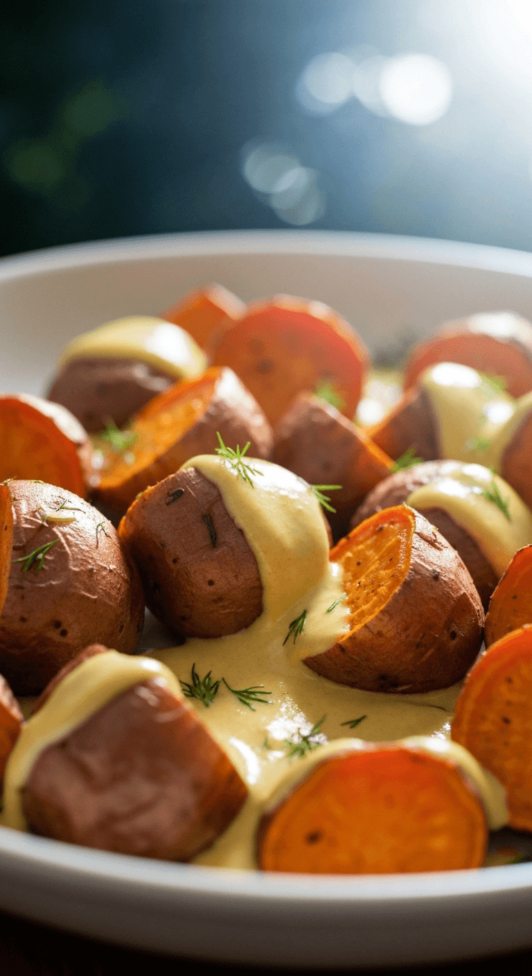 Roasted Sweet Potatoes with Citrus Tahini
