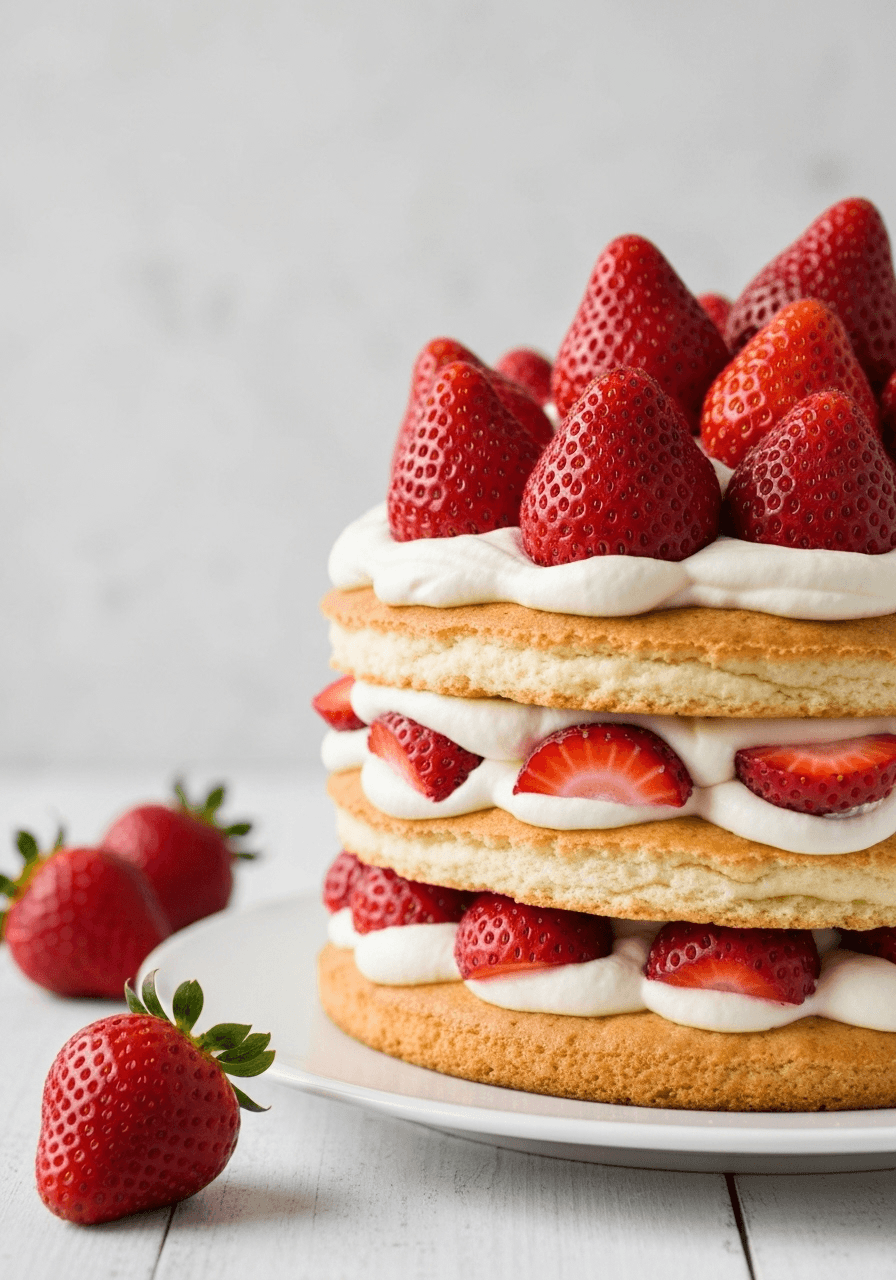 Strawberry shortcake with whipped cream