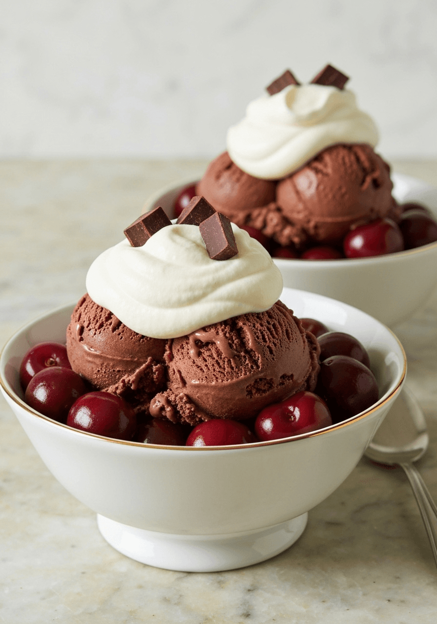 Cherry Chocolate Chunk Ice Cream Sundaes