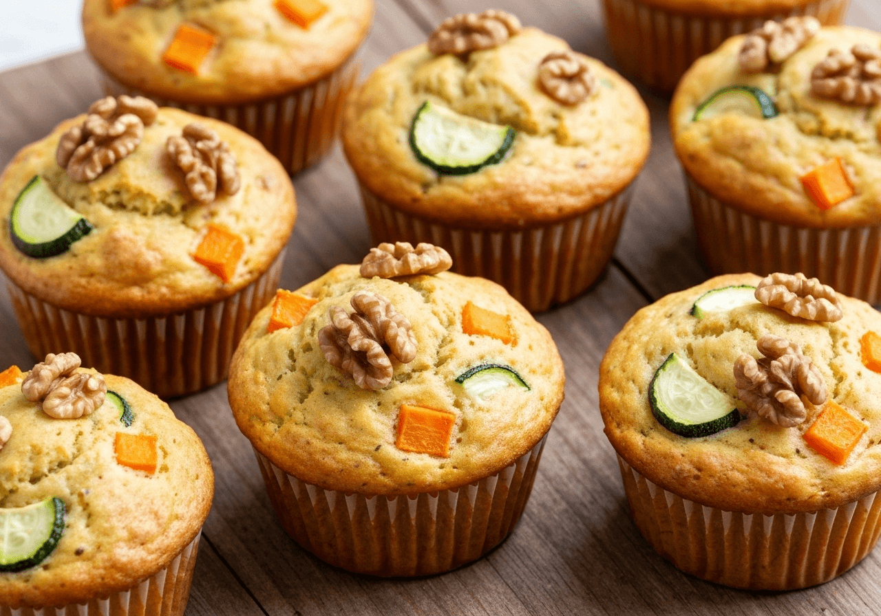 Cheesy Carrot Zucchini Muffins