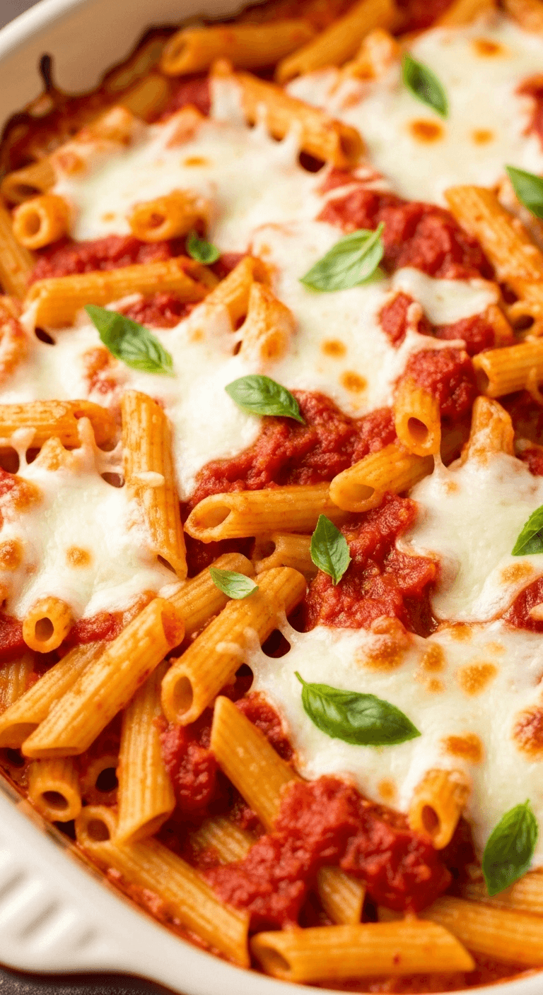 Creamy Tomato Basil Baked Ziti