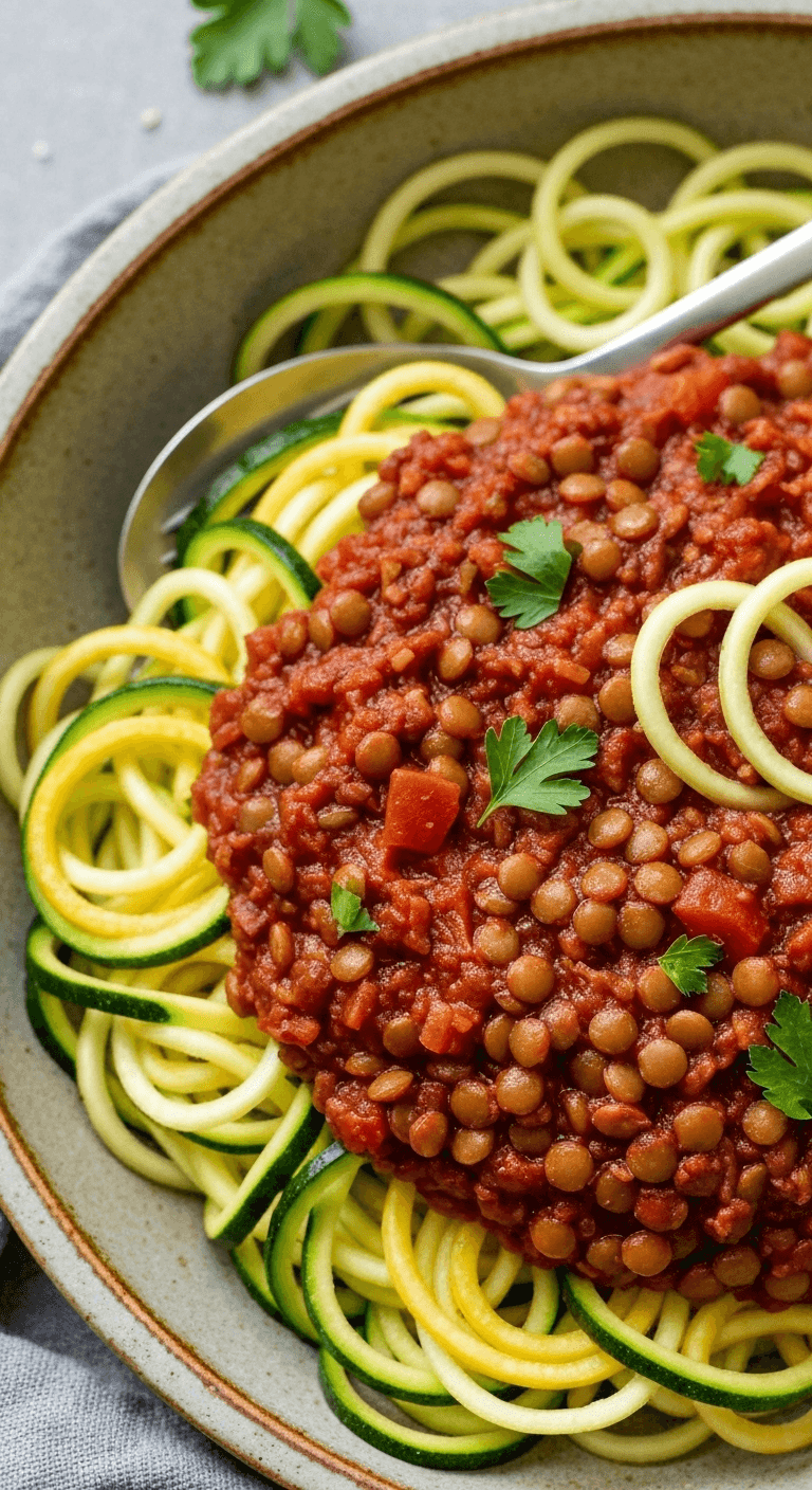 Lentil Bolognese with Zucchini Noodles