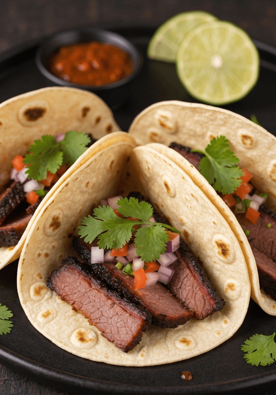 Smoked paprika beef brisket tacos