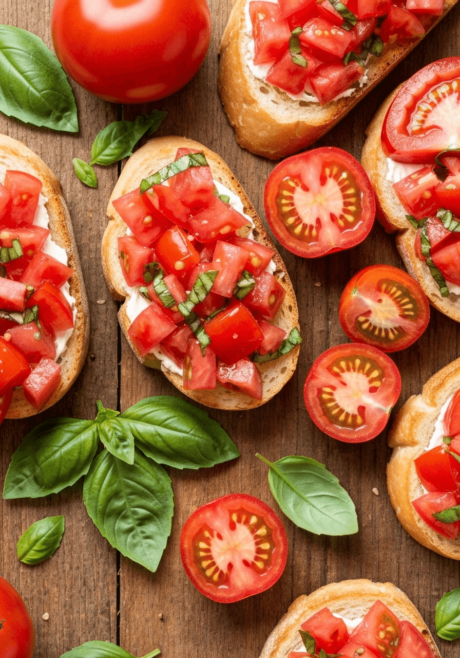 Heirloom tomato bruschetta with basil