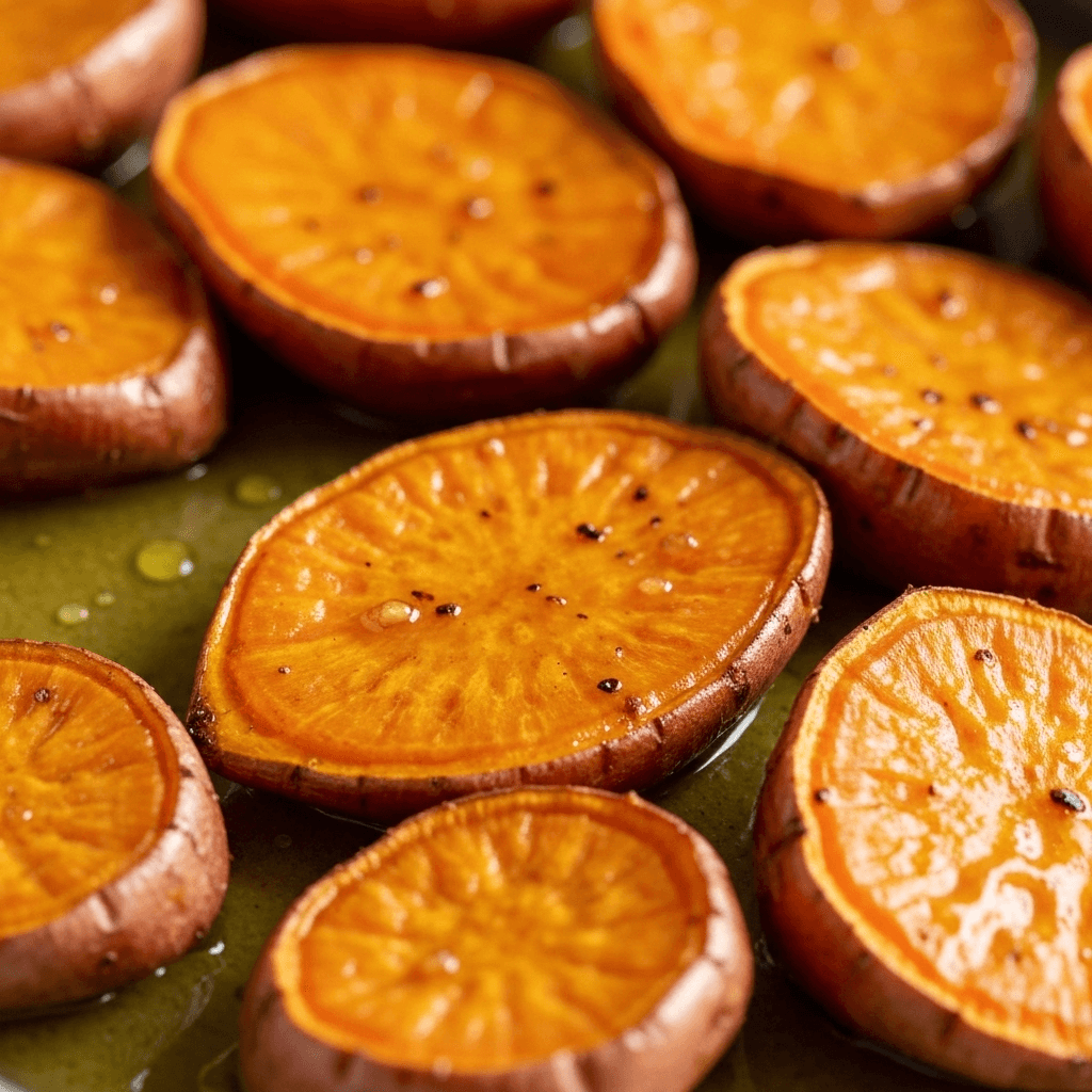 Roasted sweet potato and honey glaze