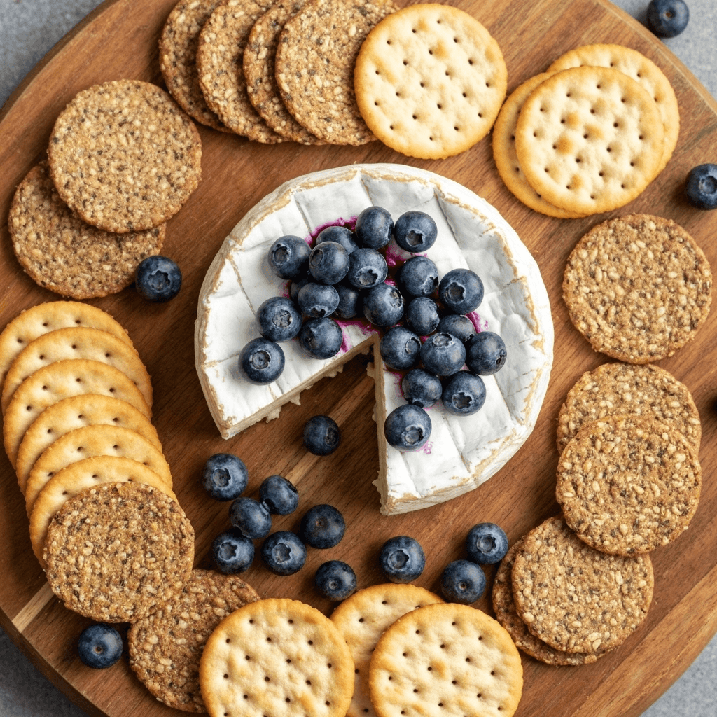 Blueberry-stuffed Brie with Cracker Selection
