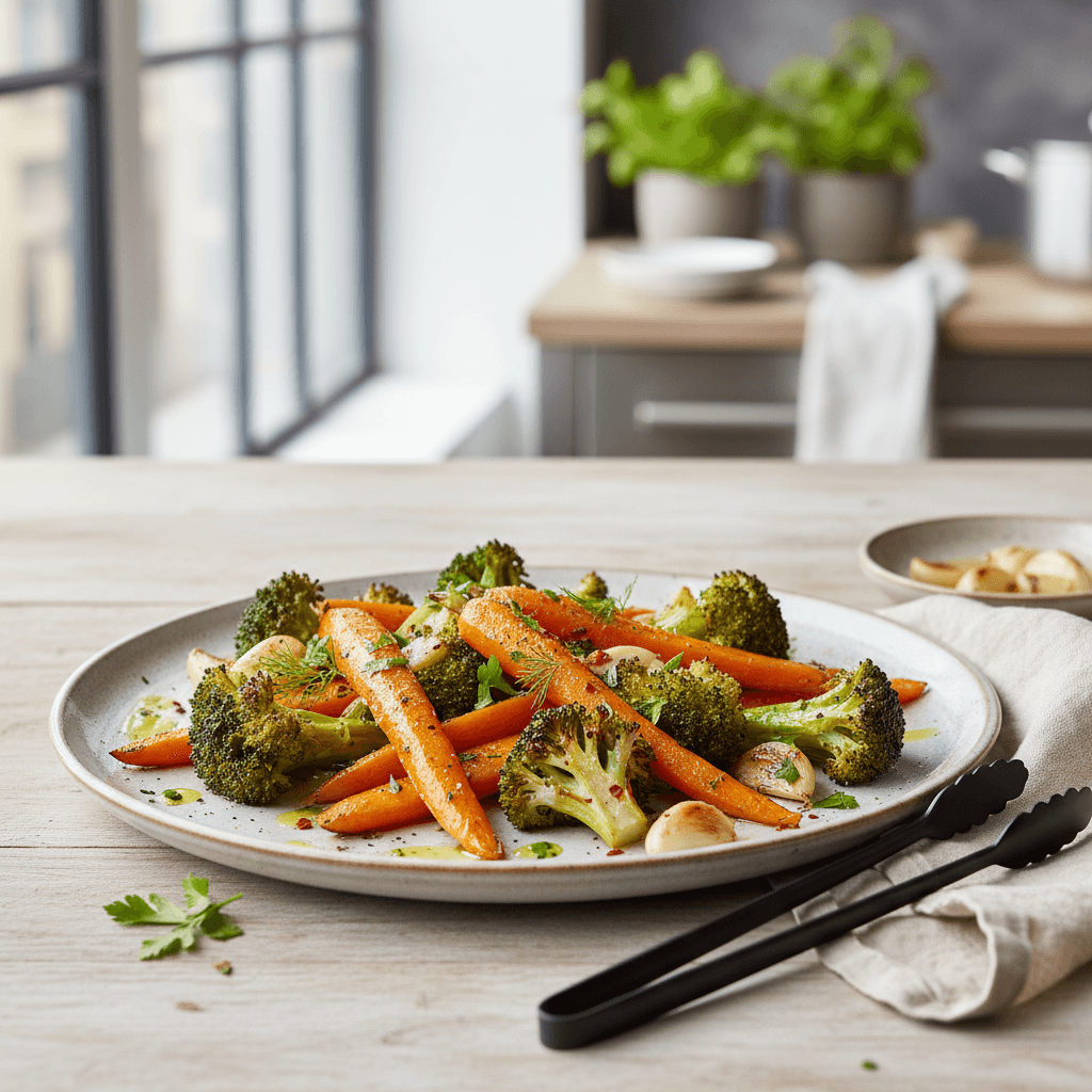 Kid-Friendly Roasted Broccoli and Carrots with Beef