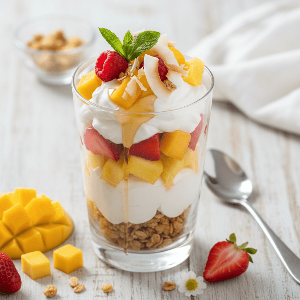 Tropical Fruit Parfait with Coconut Cream