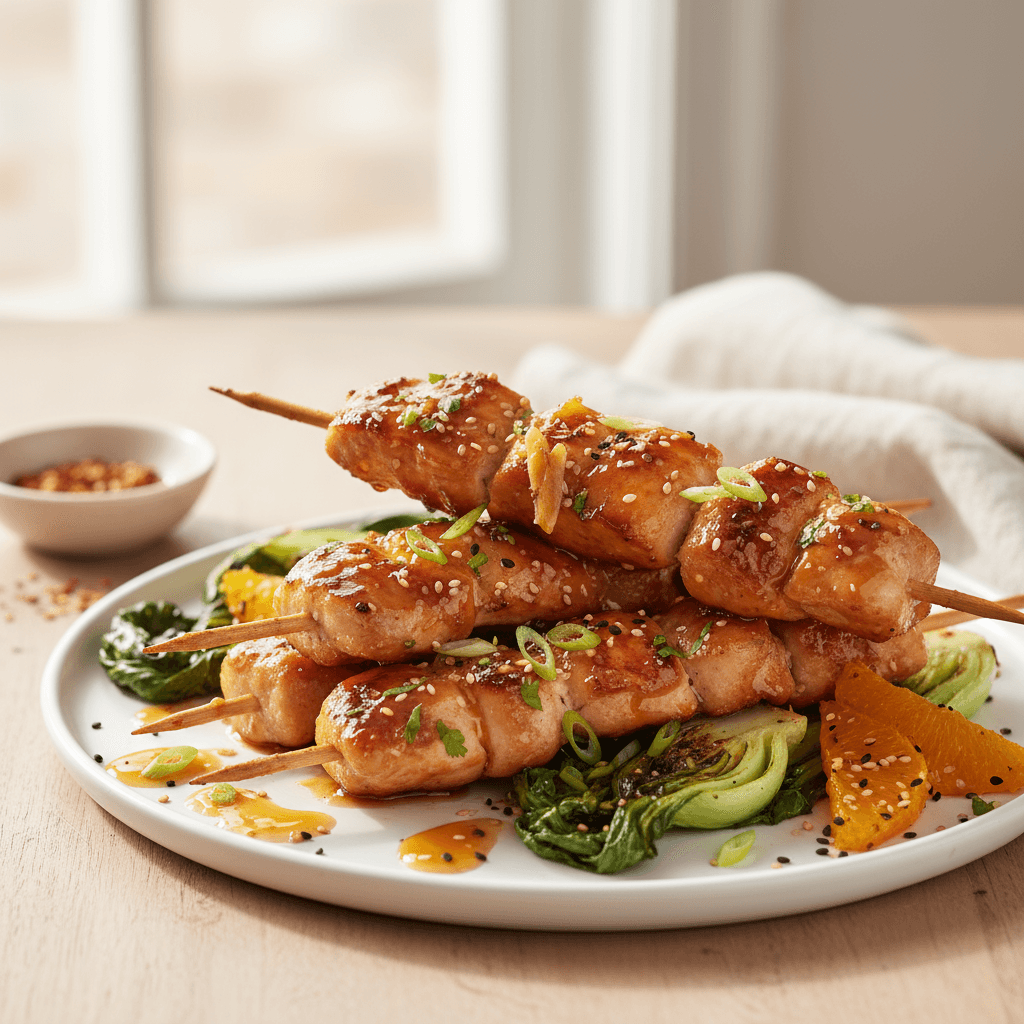 Orange Ginger Glazed Chicken Skewers